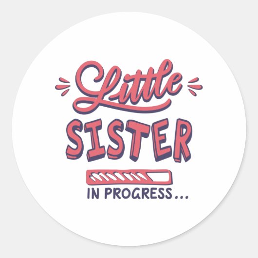 Kleine zusje lopend ronde sticker (Voorkant)