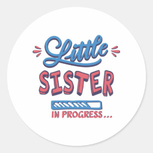 Kleine zusje lopend ronde sticker