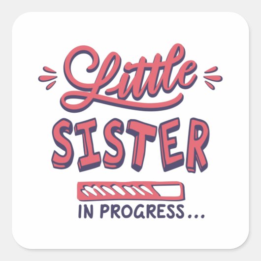 Kleine zusje lopend vierkante sticker (Voorkant)