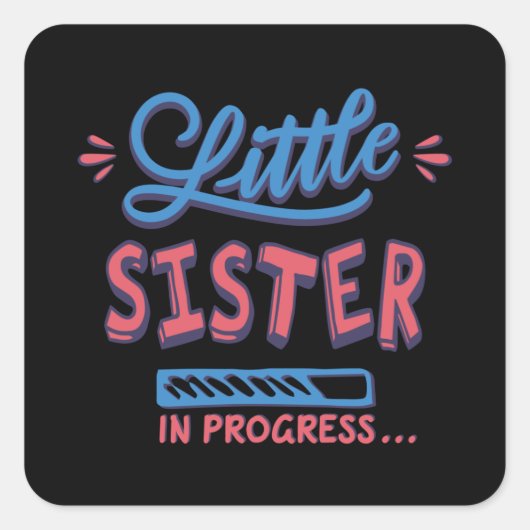 Kleine zusje lopend vierkante sticker (Voorkant)