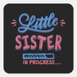 Kleine zusje lopend vierkante sticker