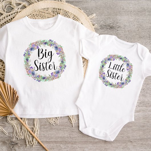 Kleine Zuster Aquarel Bloemkrans Romper