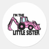 Kleine zuster Backhoe Ronde Sticker (Voorkant)