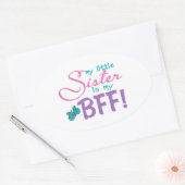 Kleine zuster BFF Butterfly Ovale Sticker (Envelop)