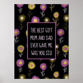 Kleine zuster Dark Botanical Pattern Girly Poster