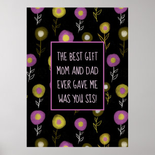 Kleine zuster Dark Botanical Pattern Girly Poster