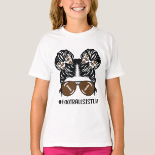 Kleine zuster Football Messy Bun Hair zonnebril T-shirt