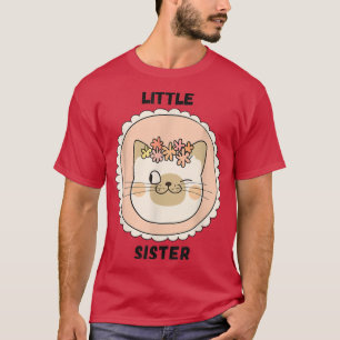 Kleine zuster Funny Cat Colorful Pink Cat T-Shirt