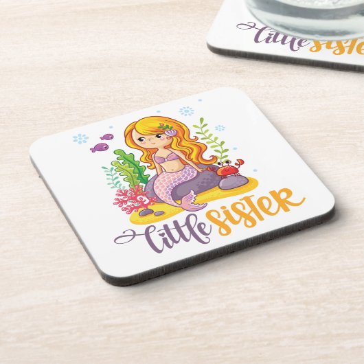 Kleine zuster 🧜 ♀️ Mermaid Bier Onderzetter (Linkerzijde)