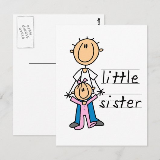 Kleine zuster met Big Brother T-shirts en cadeautj Briefkaart (Voorkant / Achterkant)