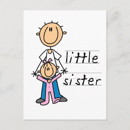 Kleine zuster met Big Brother T-shirts en cadeautj Briefkaart (Voorkant)