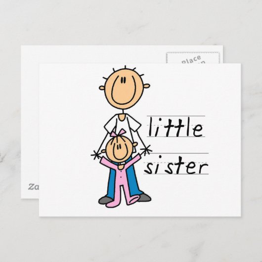 Kleine zuster met Big Brother T-shirts en cadeautj Briefkaart (Voorkant / Achterkant)