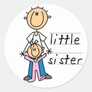 Kleine zuster met Big Brother T-shirts en cadeautj Ronde Sticker