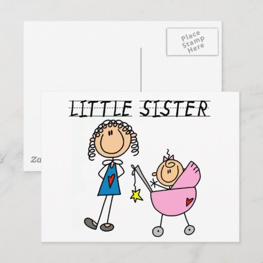 Kleine zuster met Big Sis Tshirts Briefkaart (Voorkant / Achterkant)