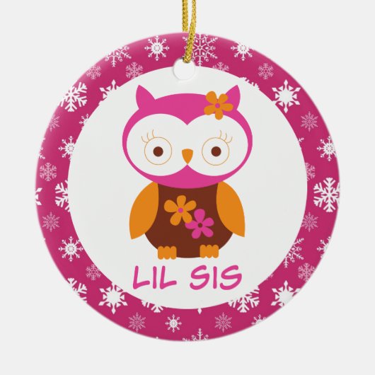 Kleine zuster Owl Sibling Keepslag Ornament Gift (Voorkant)