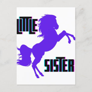 Kleine zuster Paarse Pony Briefkaart