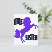 Kleine zuster Paarse Pony Briefkaart (Staand voorkant)