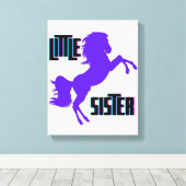 Kleine zuster Paarse Pony Canvas Afdruk (Insitu (Houten vloer))