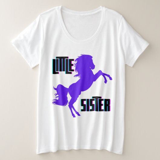 Kleine zuster Paarse Pony Grote Maat T-shirt (Design voorkant)