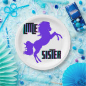 Kleine zuster Paarse Pony Papieren Bordje (Feest)