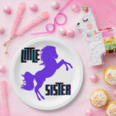 Kleine zuster Paarse Pony Papieren Bordje (Feest)