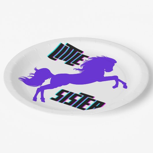 Kleine zuster Paarse Pony Papieren Bordje (Gekanteld)