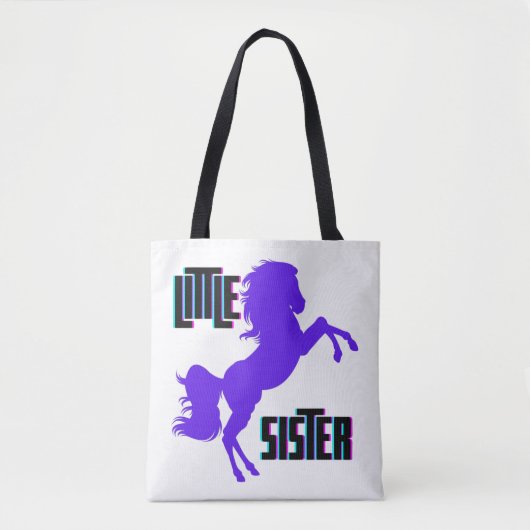 Kleine zuster Paarse Pony Tote Bag (Voorkant)