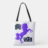 Kleine zuster Paarse Pony Tote Bag (Achterkant)