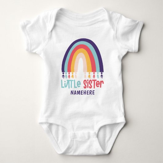 Kleine zuster Persoonlijke naam Cute Rainbow Romper (Voorkant)