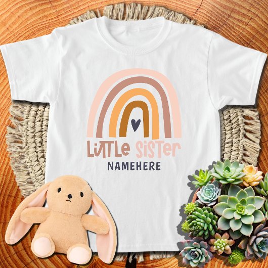 Kleine zuster Persoonlijke naam Cute Rainbow T-shirt