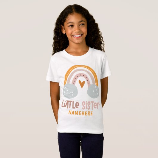 Kleine zuster Persoonlijke naam Cute Rainbow T-shirt (Voorkant volledig)