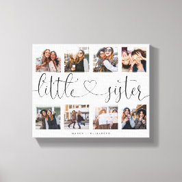Kleine zuster Script Gift for Sister Photo Collage Canvas Afdruk