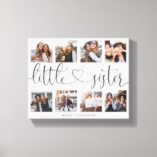 Kleine zuster Script Gift for Sister Photo Collage Canvas Afdruk