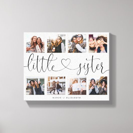 Kleine zuster Script Gift for Sister Photo Collage Canvas Afdruk (Voorkant)