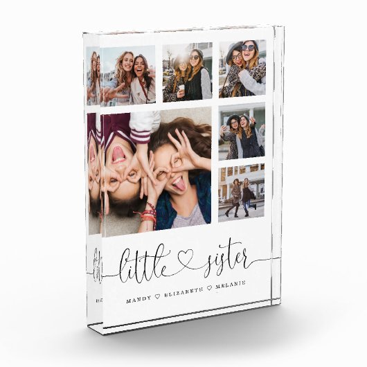 Kleine zuster Script Gift for Sister Photo Collage Fotoblokken (Links)