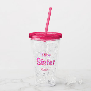 Kleine Zuster Typografie Gepersonaliseerd met Naam Acryl Drinkbeker