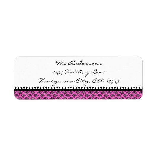 Kleine zwart-wit en heldere roze Adresetiketten Etiket (Voorkant)