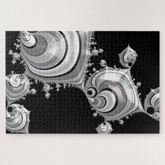 Kleine zwart-wit holografische Fractal Space oyste Legpuzzel (Horizontaal)