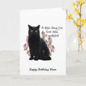 KLEINE ZWARTE CAT KAART (Gele Bloem)