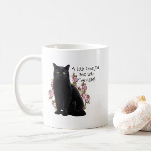 KLEINE ZWARTE CAT KOFFIEMOK (Met donut)