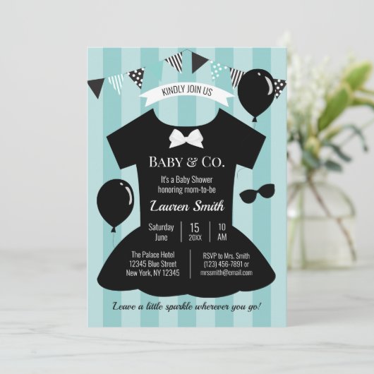 Kleine zwarte dress-Baby shower Kaart (Staand voorkant)