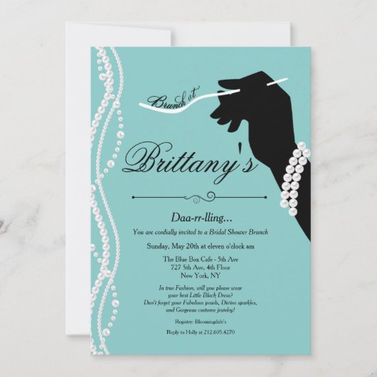 Kleine zwarte dress Blue Glam Vrijgezellenfeest Kaart (Voorkant)