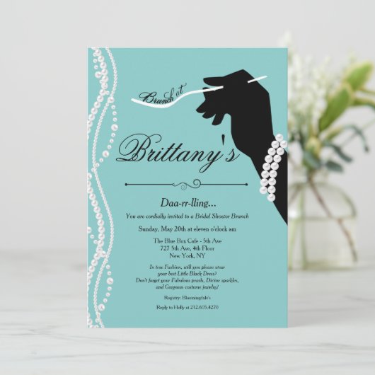 Kleine zwarte dress Blue Glam Vrijgezellenfeest Kaart (Staand voorkant)