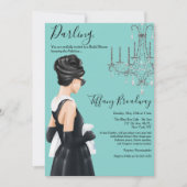 Kleine zwarte dress Blue Glam Vrijgezellenfeest Kaart (Voorkant)