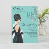 Kleine zwarte dress Blue Glam Vrijgezellenfeest Kaart (Staand voorkant)