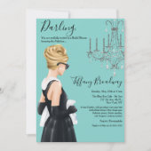 Kleine zwarte dress Blue Glam Vrijgezellenfeest Kaart (Voorkant)