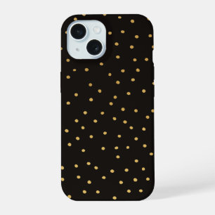 Kleine Zwarte en Gouden Stip Handgemaakt iPhone 15 Case