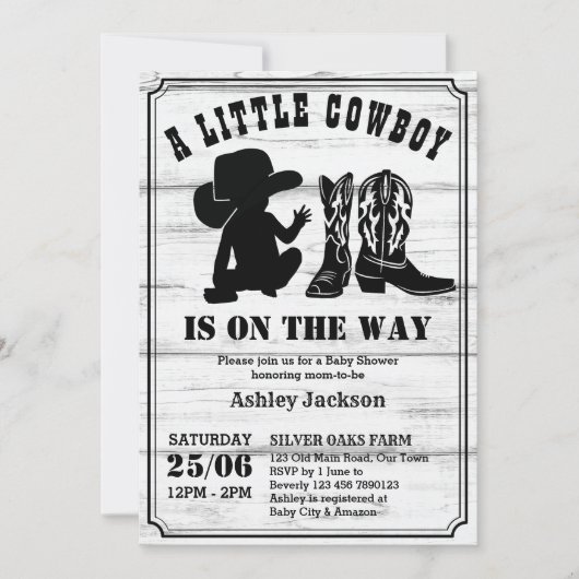 Kleine zwarte en witte baby shower kaart (Voorkant)