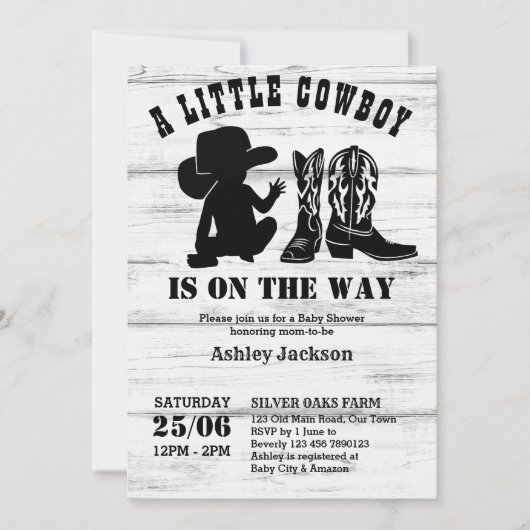 Kleine zwarte en witte baby shower kaart (Voorkant)