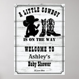 Kleine zwarte en witte baby shower poster